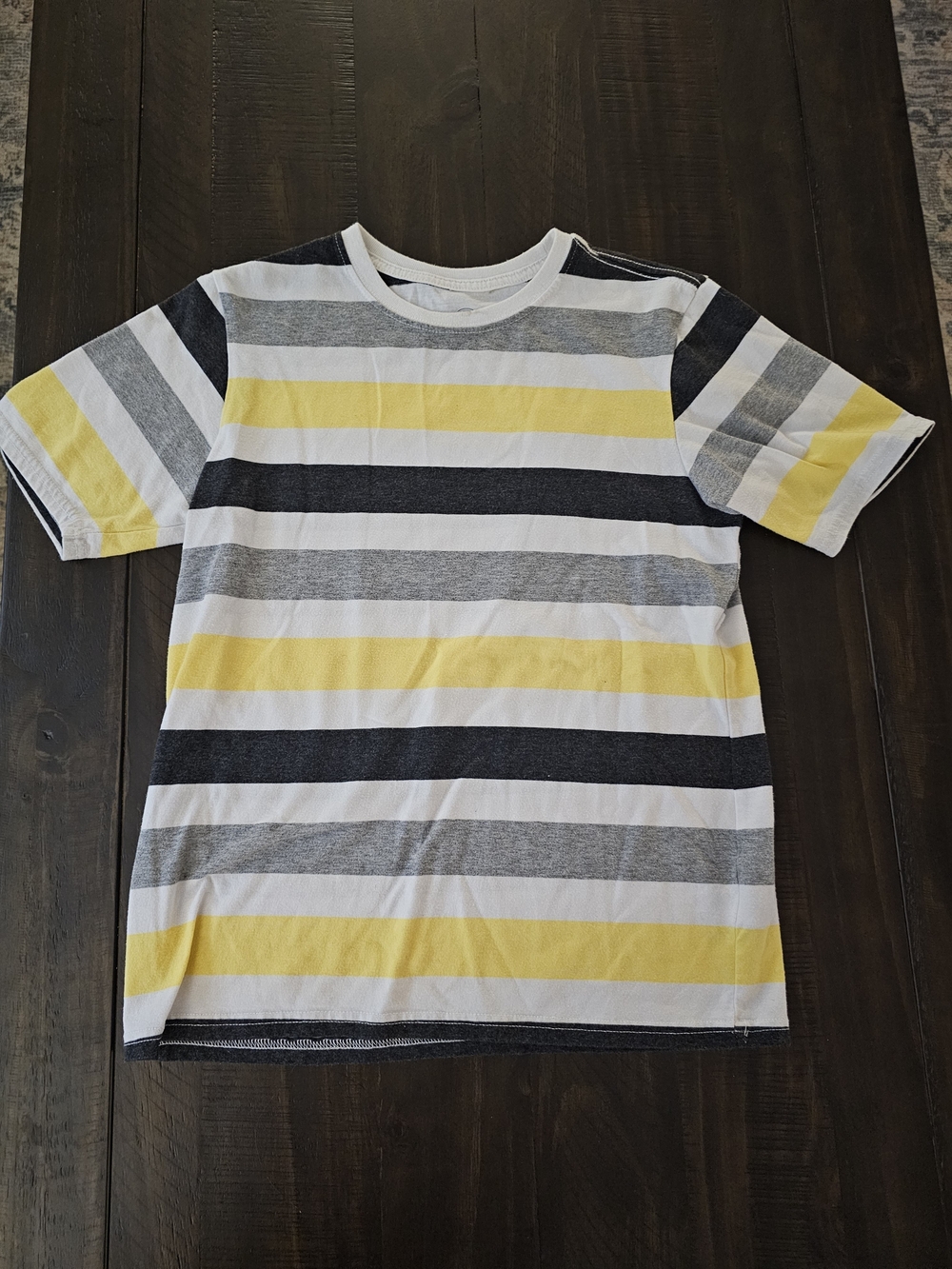 wonder nation Short Sleeve Striped Tee - Yellow, White, Gray, Black